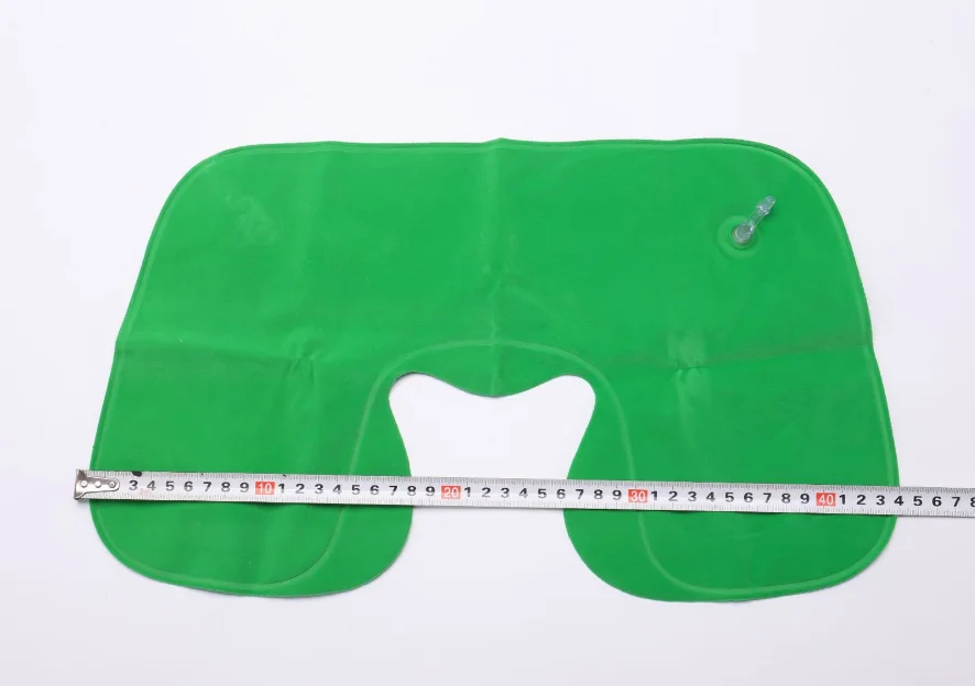 promotional high quality inflatable air filling Flocking PVC travel pillow U-sgape travel pillow made in China