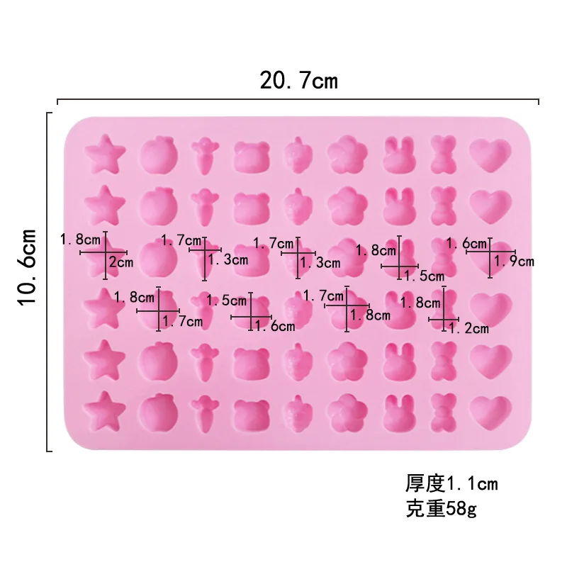 Custom 54 Holes Bear Flower Shaped Baking Chocolate Fondant Tools Silicone Gummy Candy Mold