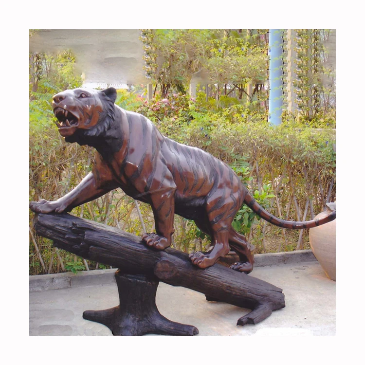 Home decoration metal animal sculpture handmade life size bronze brass tiger statues for sale