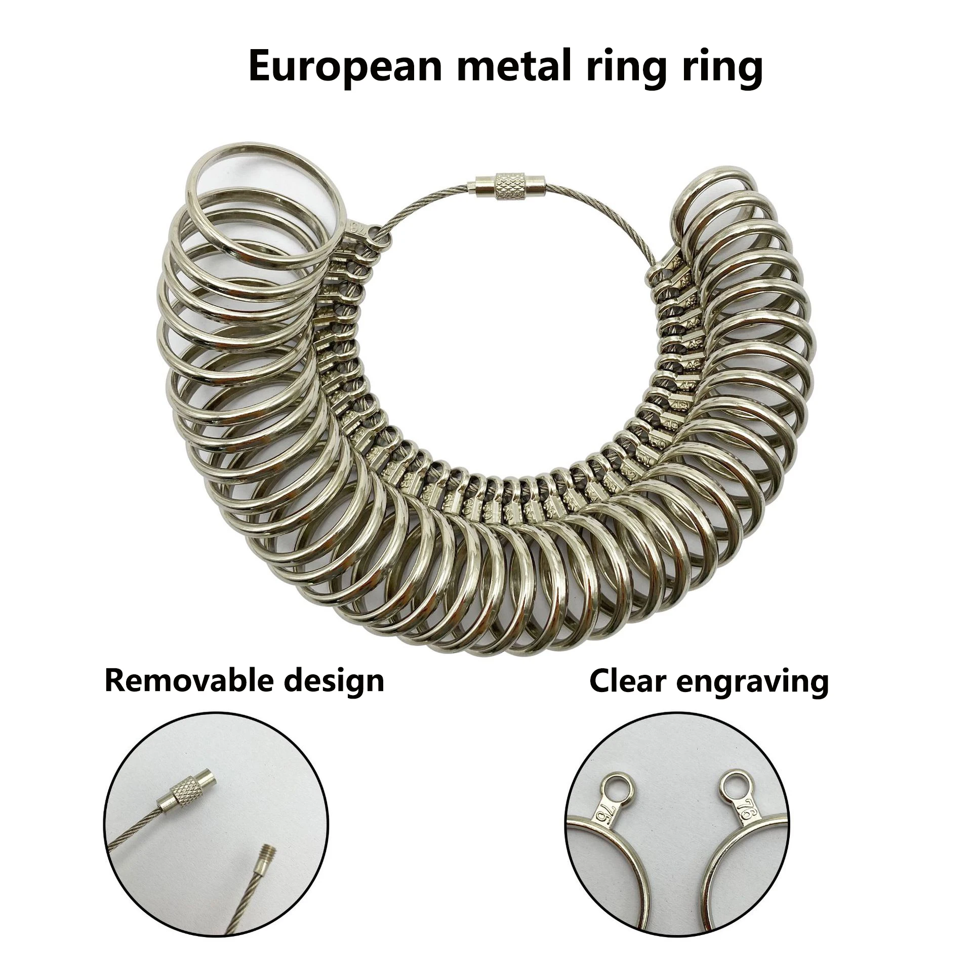 41-76 European degree metal ring ring measuring device finger size size measurement ring number enlarged jewelry tool