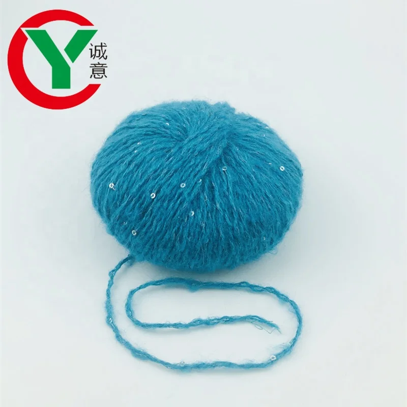 Wholesale Handmade long mohair yarn for crochet Mohair yarn ball with sequin