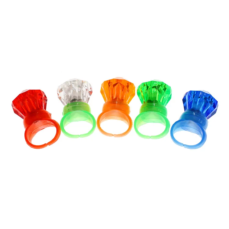 LED Glowing Diamond Finger Ring Novelty Flashing Light-up Toys Kids Birthday Gift Wedding Party Supplies Toys for Children