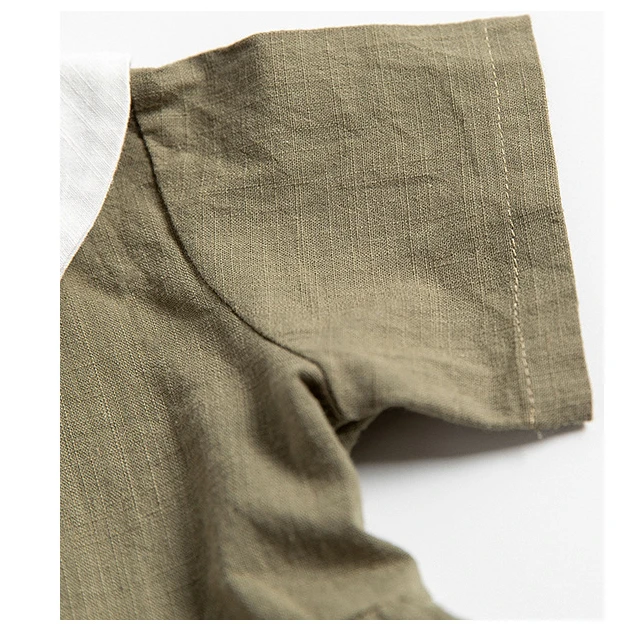 Summer kids outdoor casual clothing toddler baby little girl short-sleeve 100%linen Peter Pan collar vintage solid sweet dress