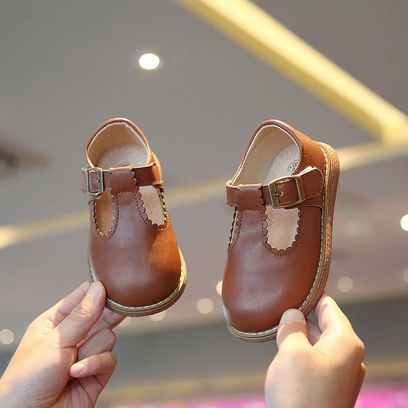  High Quality Leather Kids Girl School Shoes Children Party Dress Flat Girls Breathable