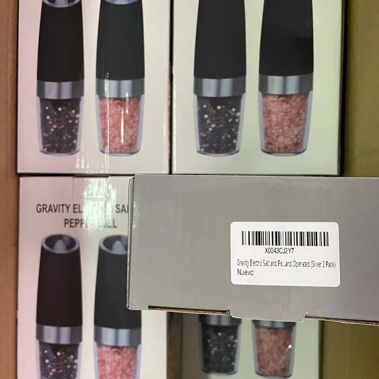 Gravity Electric Pepper and Salt Grinder Set, Adjustable Coarseness, Battery Powered with LED Light One Hand Automatic Operation