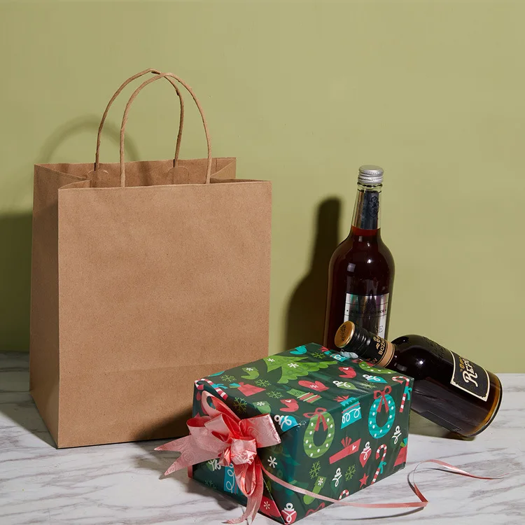 Полностью автоматическая машина XINKE для производства мешков из крафт-бумаги с веревочной ручкой для покупок/подарков/ресторанов