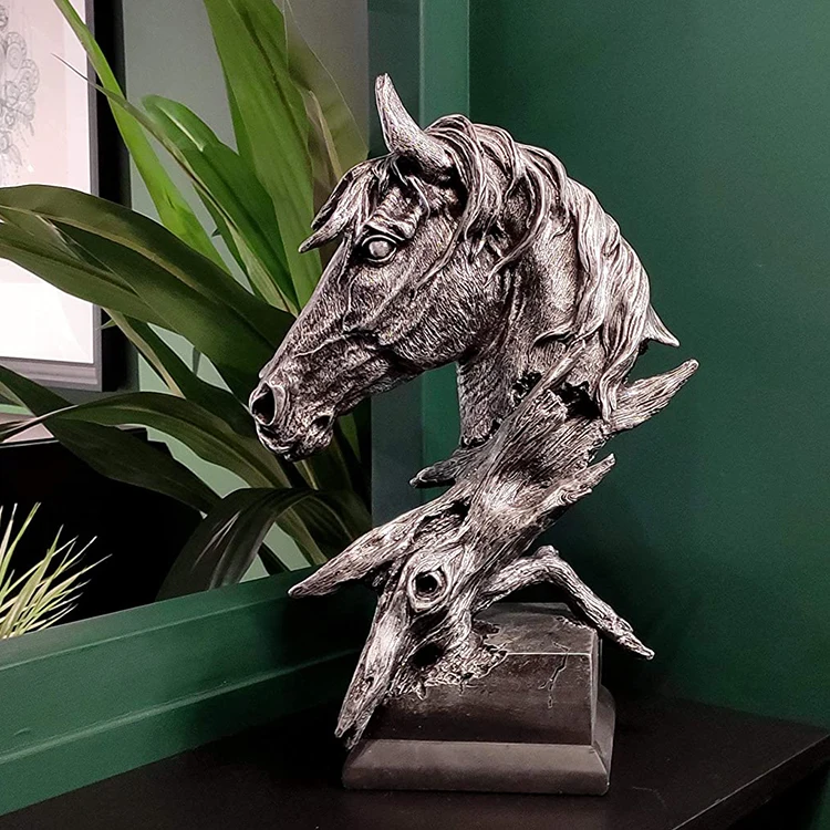 Popular Design Home Decoration Modern Design Art Craft Table Size Resin Horse Head