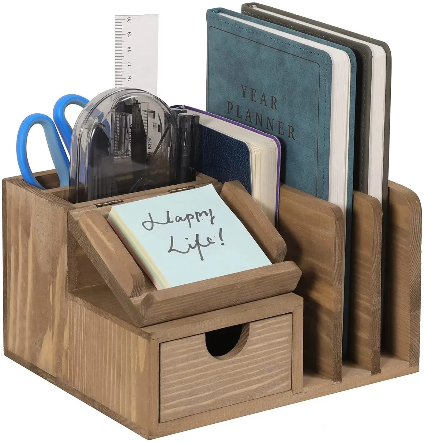  Plain brown wooden table accessories storage box/mail classifier/note Memo Pad Bracket desktop