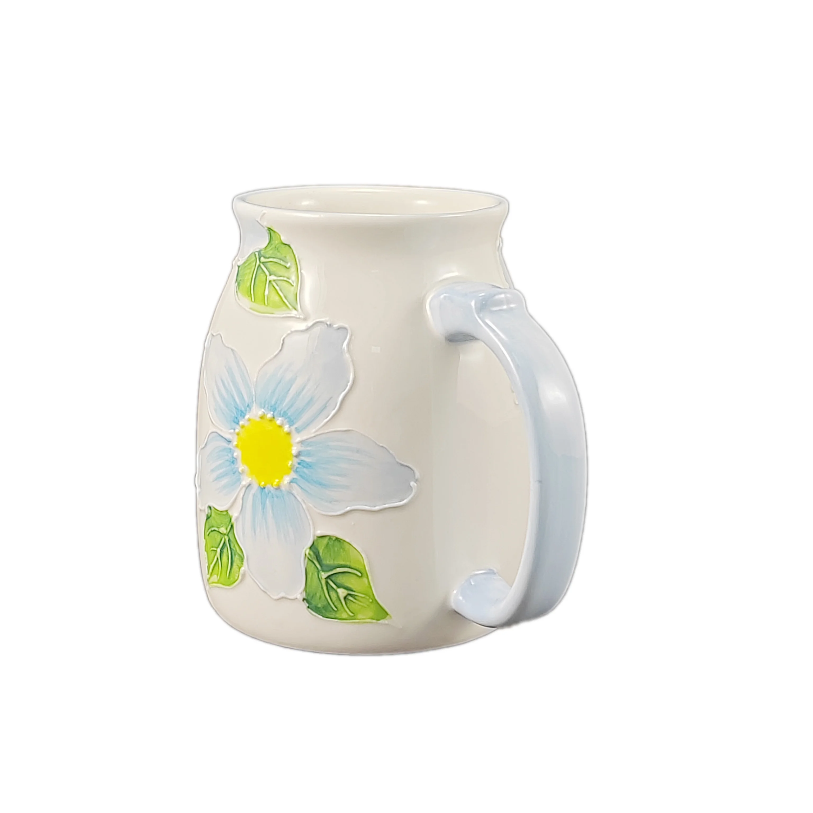 Белый тисненый цветок дизайн 500 мл 17 унций для завтрака керамический коктейль молочный чай чашка