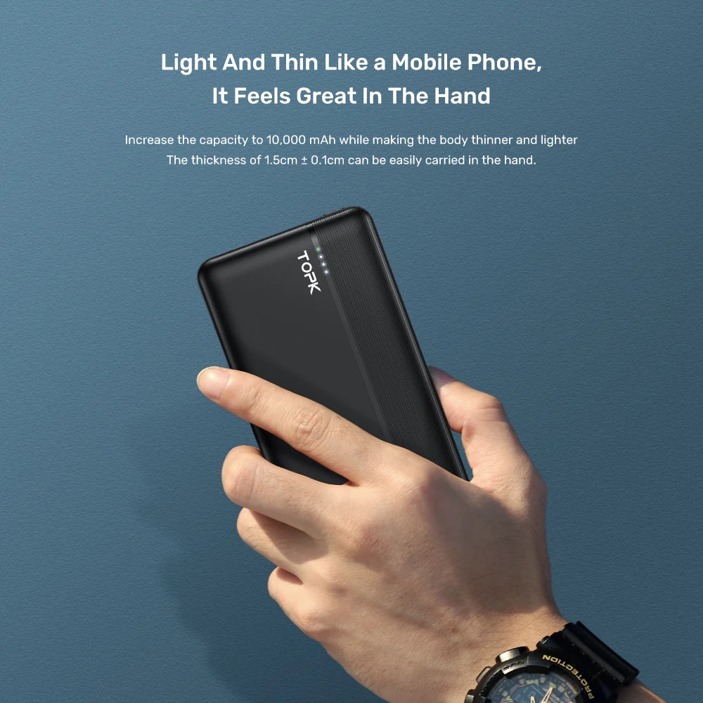  TOPK 18Вт QC3.0 PD 10000 мАч Внешний аккумулятор i1015P Быстрая зарядка USB Type C портативное мобильное зарядное