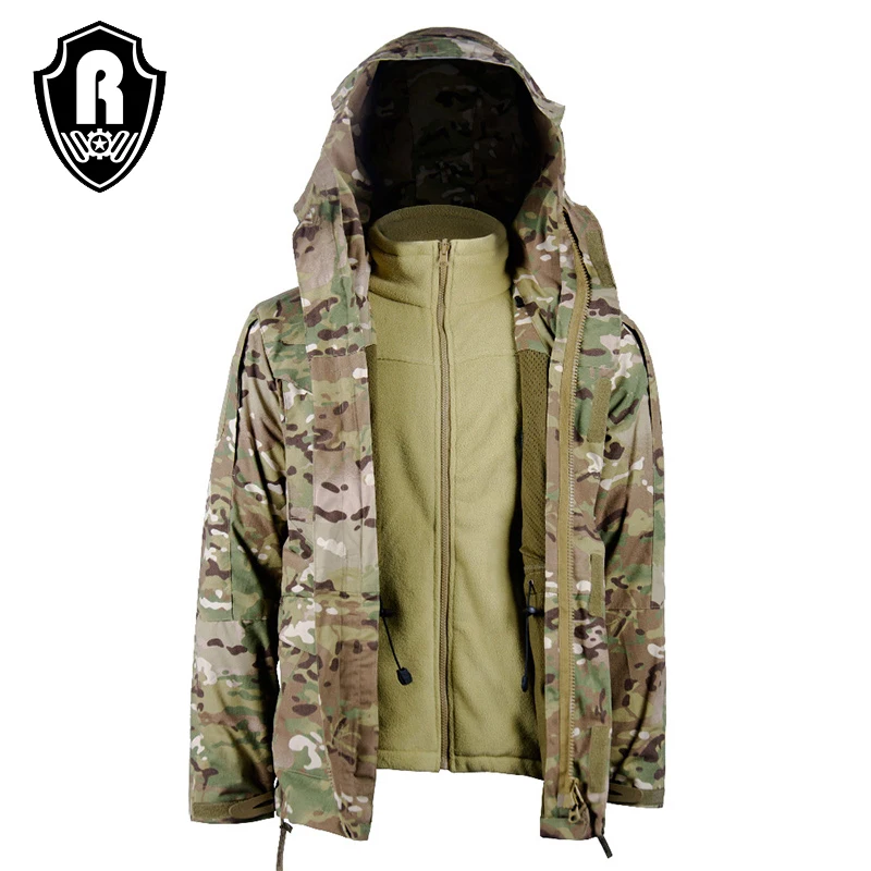 Roewe Custom 3 in 1 CP Tactical Sports Waterproof Winter  US Thermal Outwear Thick Jacket With Hood Tactical Style Parkas
