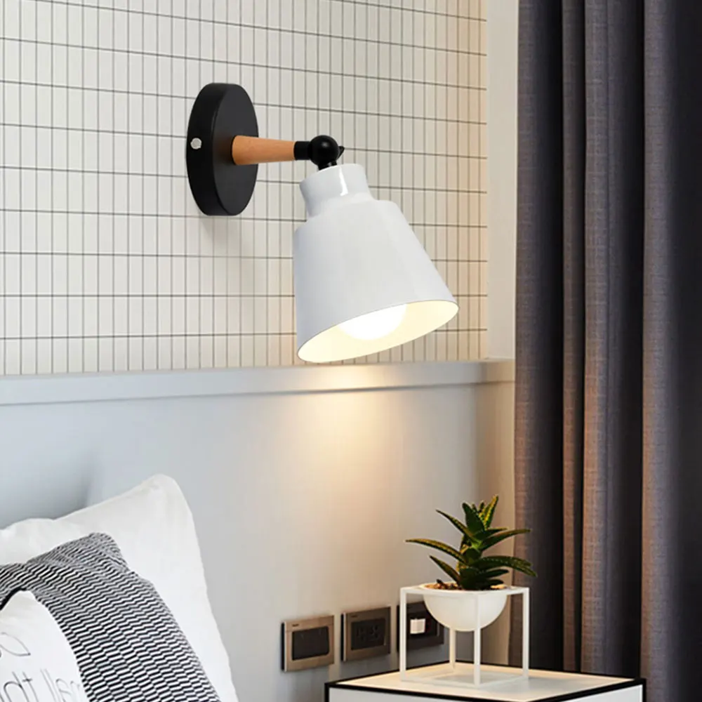 Hot LED Wall Lamp Modern Wooden Bedroom Bracket Light Household Living Room Bathroom Nordic Style Indoor