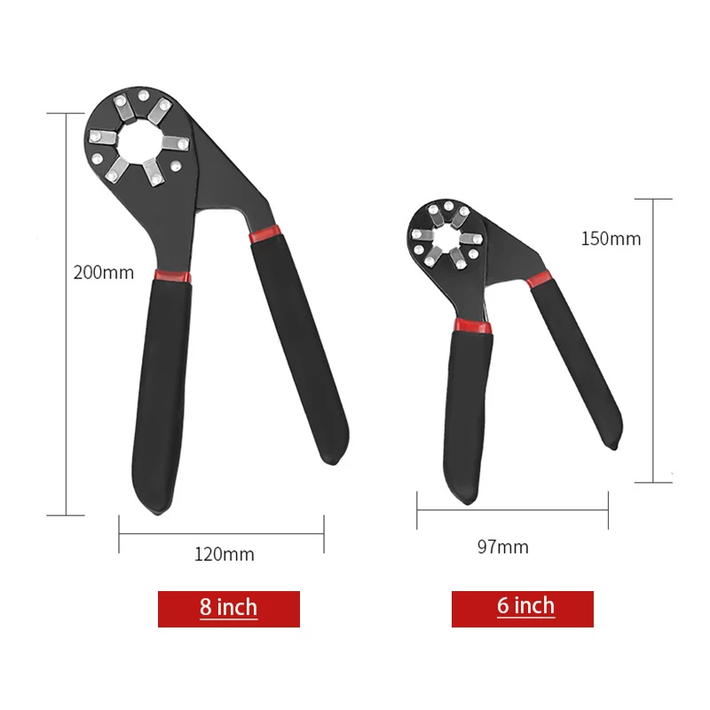 6/8 Inch Multifunction Universal Wrench Adjustable Hexagon Spanner Grip Pliers Multi Tool for repairman workshop