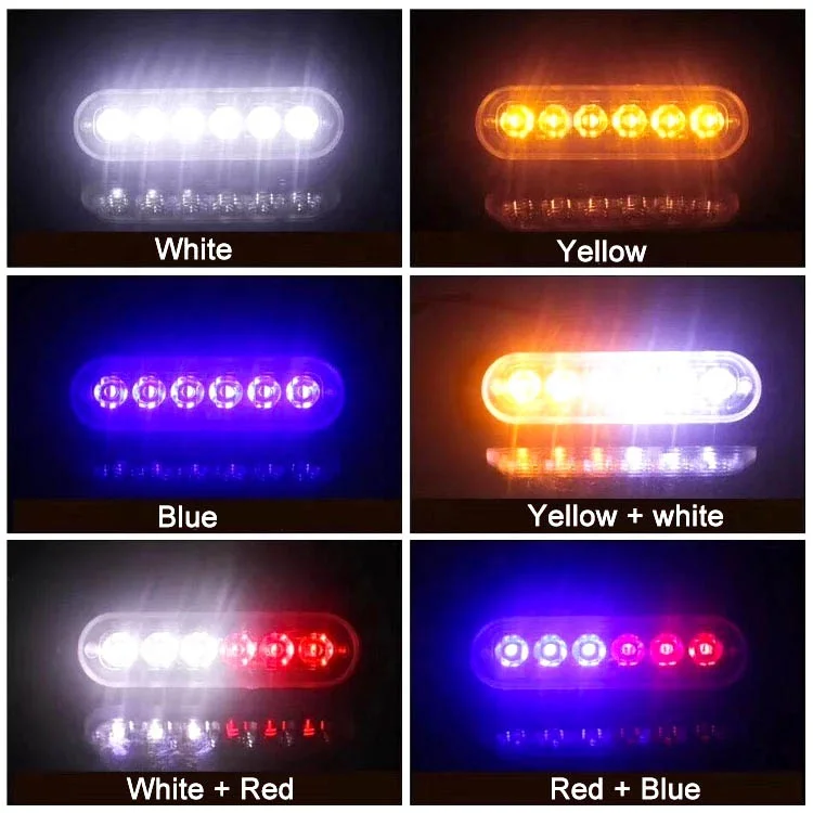 12V 24V Safety warning side light surface mount 6LED super slim LED mini strobe light for car truck