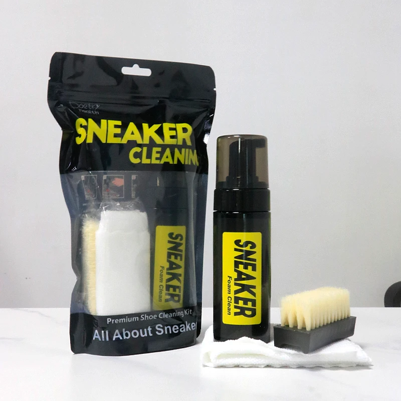 Shoe Foam Cleaner Kit for Sneakers Water Free Foam Shoe Cleaner 5.3 oz White Sneaker Cleaning with Shoe Brush, Towel