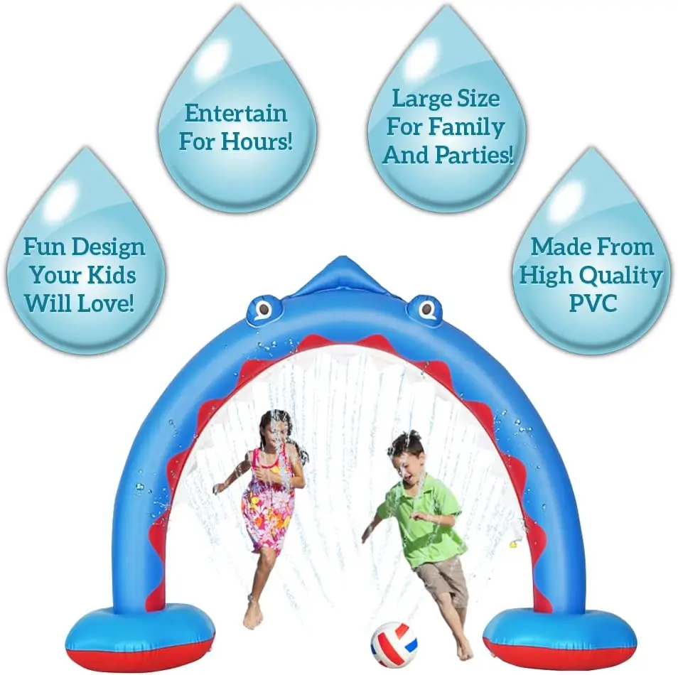 Inflatable Water Park Outdoor Lawn Yard Water Fun Inflatable Shark Sprinkler Water Toys for Children