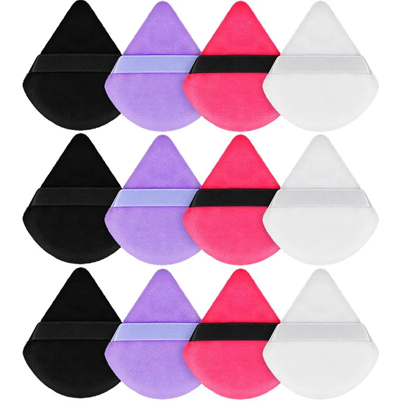 LMLTOP Hot Sale Flocking Triangle Cotton Puff Makeup Velvet Loose Powder Puff Custom Logo Triangle Powder Puff