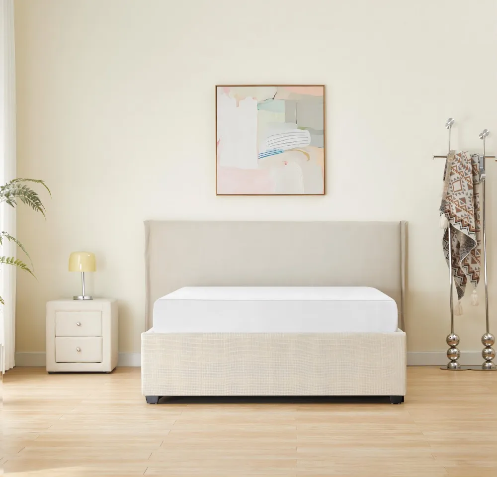 Effortless Elegance: Elevate Your Bedroom with Our Ivory Upholstered Gas Lift Bed