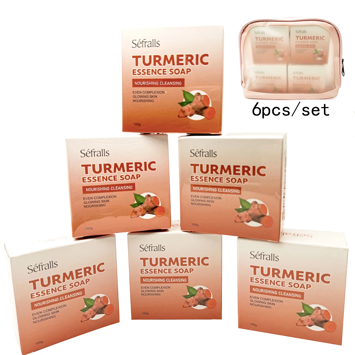 Sefralls Turmeric Soap Set Smooth Gentle Cleansing Moisturizing Nourishing Shea Butter Essence Handmade Soap Festival Gift Set