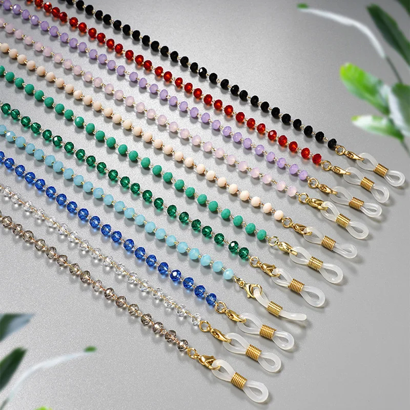 Facted Crystal Bead Eyeglasses String Holder Different Color Premium Beaded Eyeglass Holders Around Neck Eyeglass Chain Cord