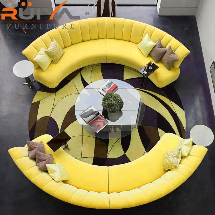 Ruiya furniture new model half moon leather sofa set