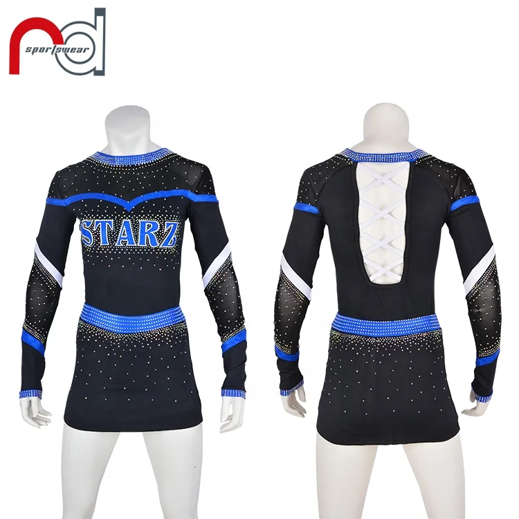 Rhinestones Mystique Cheer Uniforms Allstar Long Sleeve Competition High Quality Cheerleading Uniforms