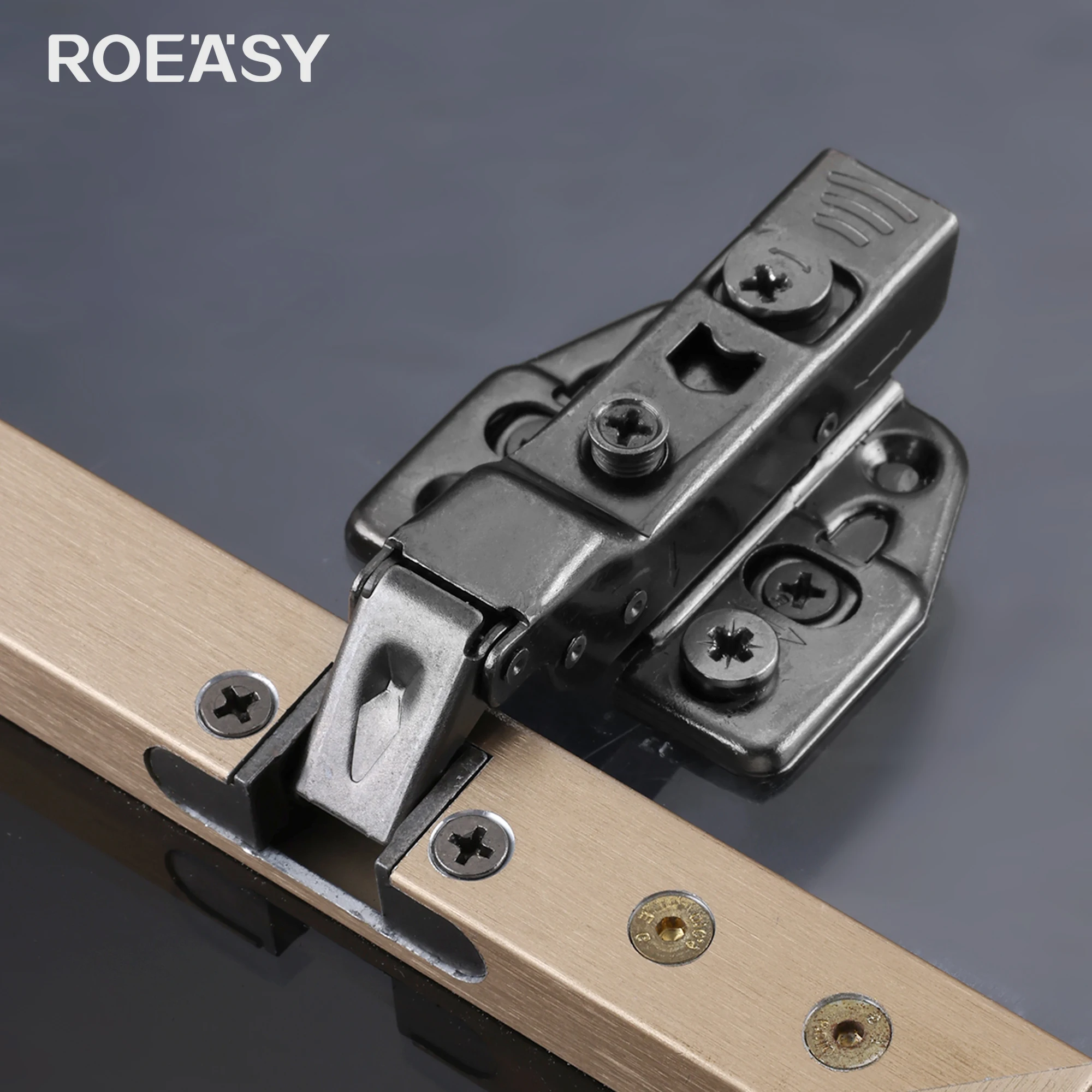 ROEASY Aluminum Frame Hinge Soft Close Half Overlay 8 Crank Hinge Kitchen Wall Mounted Glass Door Cupboard Hinge