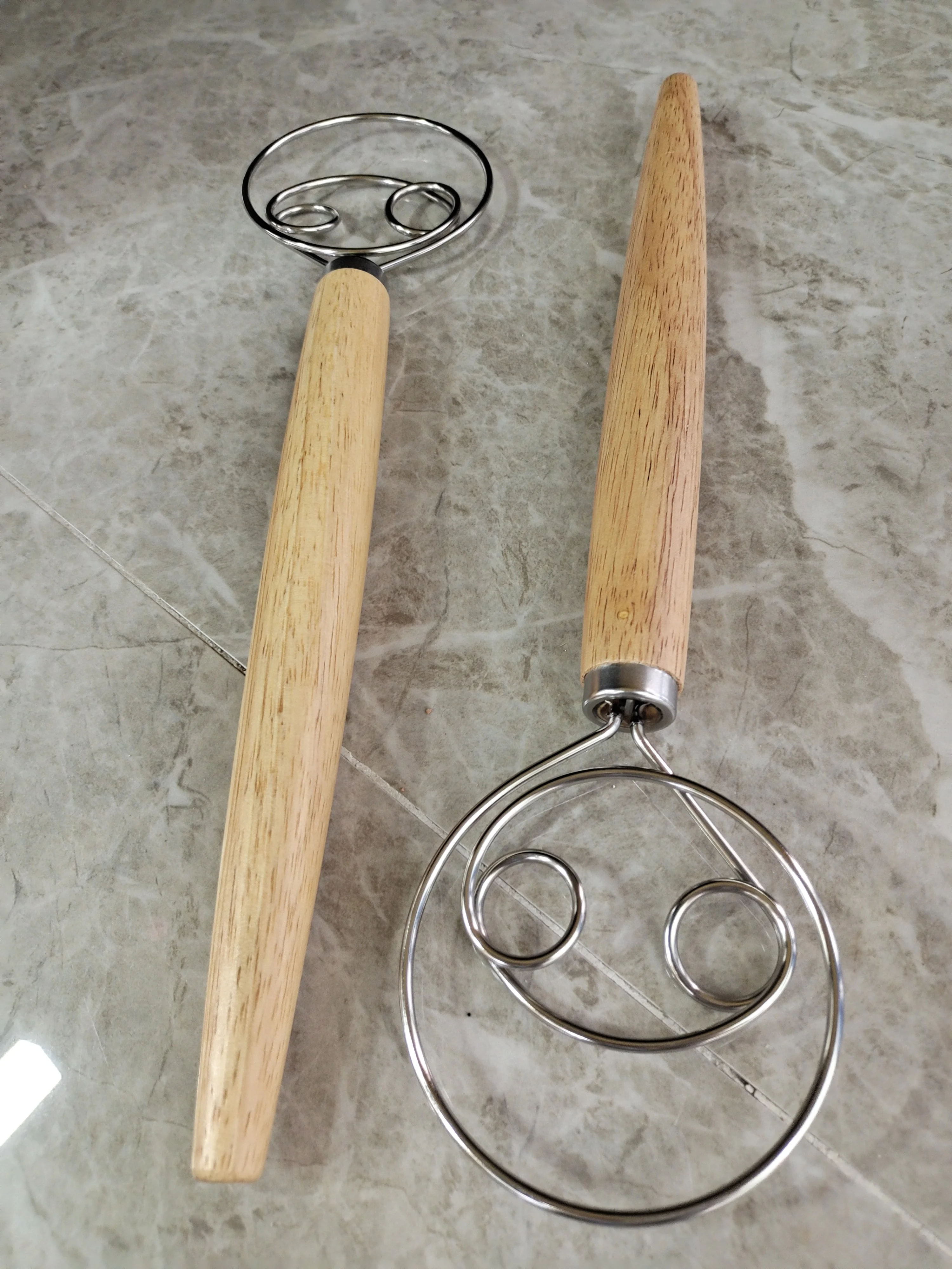 
Food grade dough egge whisk stainless steel wooden handle 