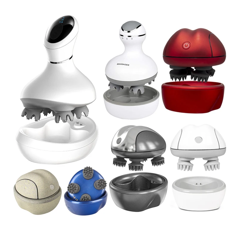 Wholesale Ems Bath Rechargeable Spa Spider Silicone Vibrating Massage Shampoo Brush Electric Head Scalp Massager For Hair Growth