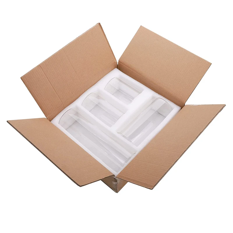 Ручная выдувная круглая прозрачная стеклянная цилиндрическая ваза для растений и цветов