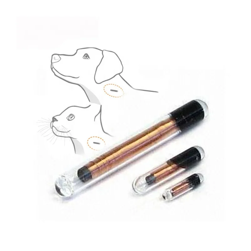 CMRFID 134.2khz Glass Capsule Rfid Tags Size 2.12*12mm 1.25*7mm Animals Rfid Pet Id Tag Fdx-b cat electronic chip