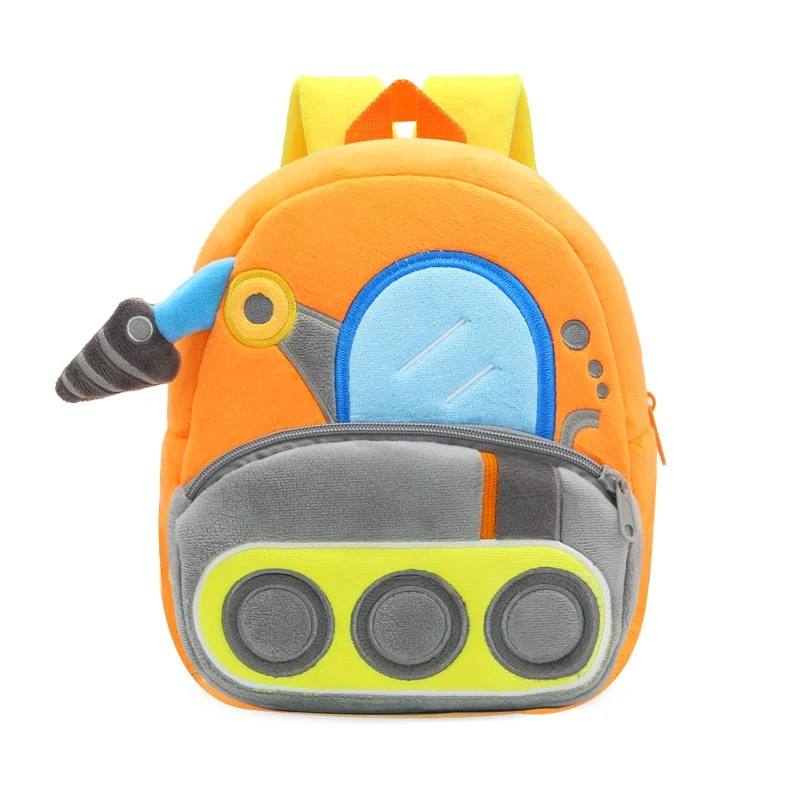 Cartoon 3D Excavator Tractor 2-4 Years Toddler Backpack Engineering Vehicles Backpack Children Kindergarten Schoolbag Baby