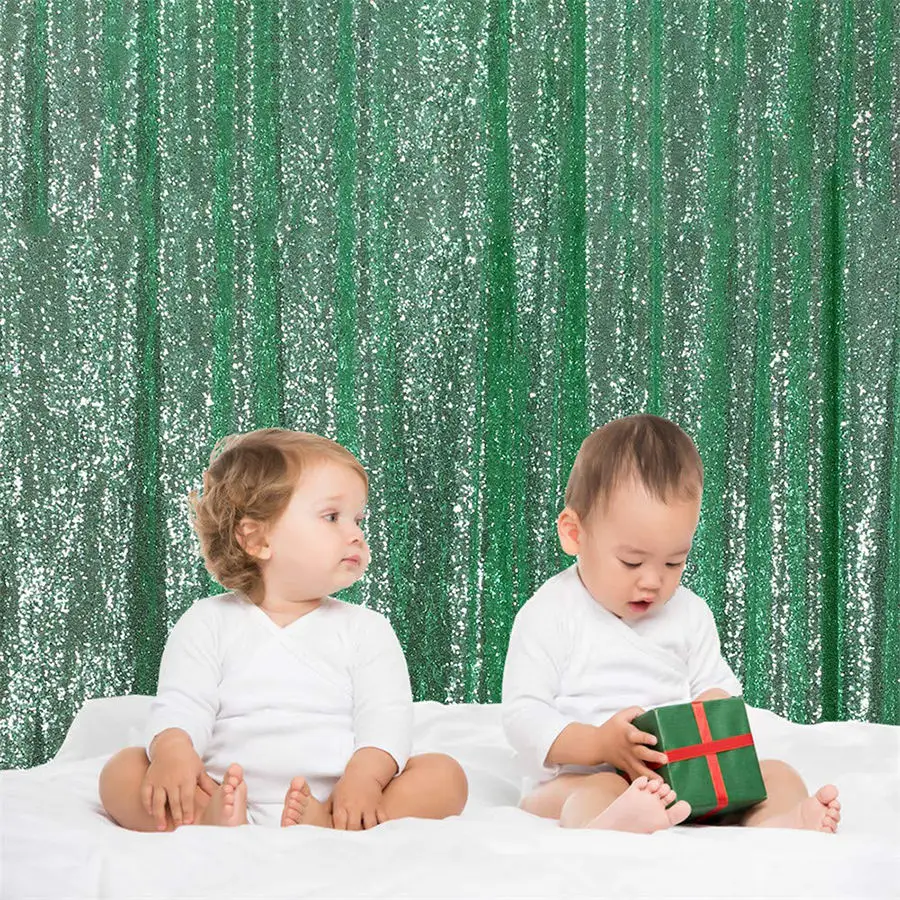 High Quality Marriage Wedding Party Event Decoration Stage Shimmer Drape Mint Green Sequin Backdrop Curtain
