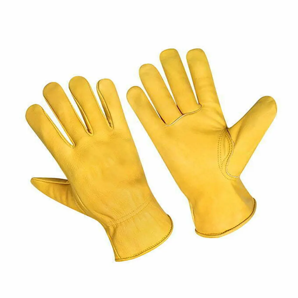 Лучшее Высокое качество универсальные мягкие коровьи зерна желтая кожа водителя водонепроницаемые строительные работы сварочные защитные перчатки