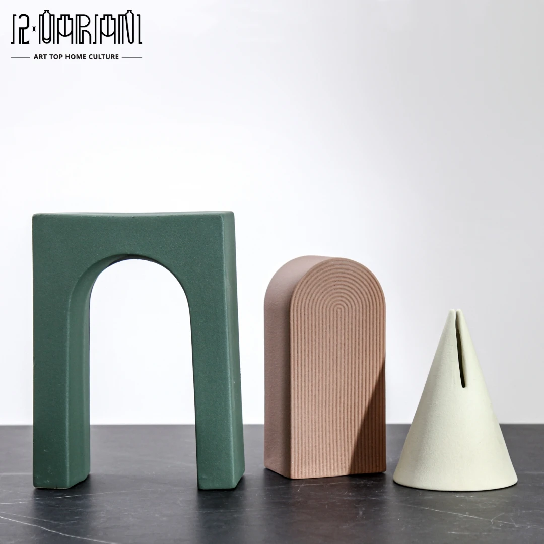Modern Minimalist Arched Door Ceramic Ornament Geometric Home Decor Office Table Decoration