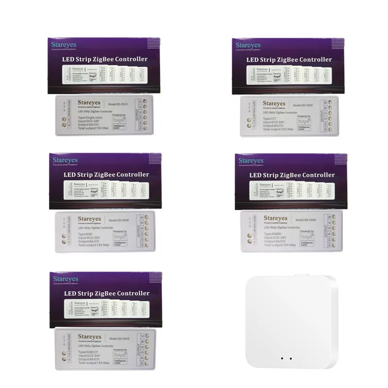 100Pcs светодиодные полосы Смарт Tuya Zigbee контроллер DC5-24V теплое белое CCT RGB/RGBW RGBCCT Светодиодная лента APP управление Zigbee шлюз