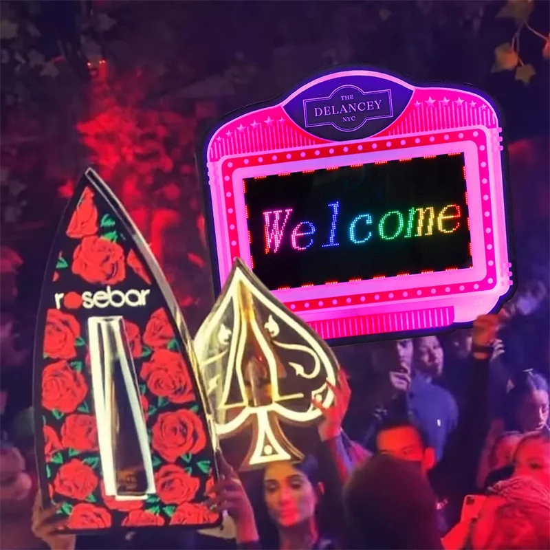 Bar Nightclub custom VIP Bottle Presenter Service Sign Glorifier Happy Birthday Letter LED scrolling Message Display Board