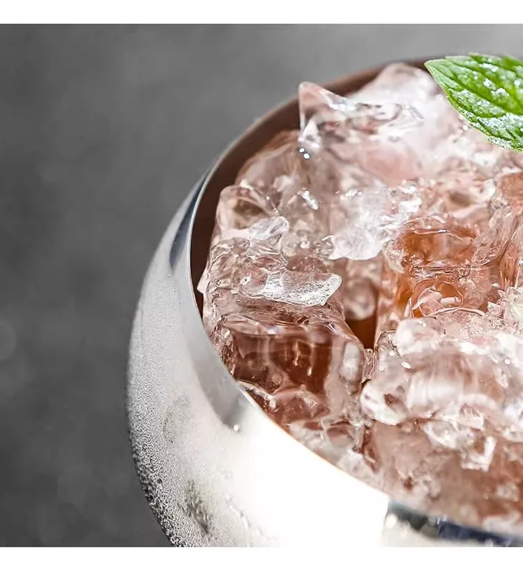 New Martini Cup With Gold Edge And Long Handle Stainless Steel Shot Wine Glass Metal Shot Glasses