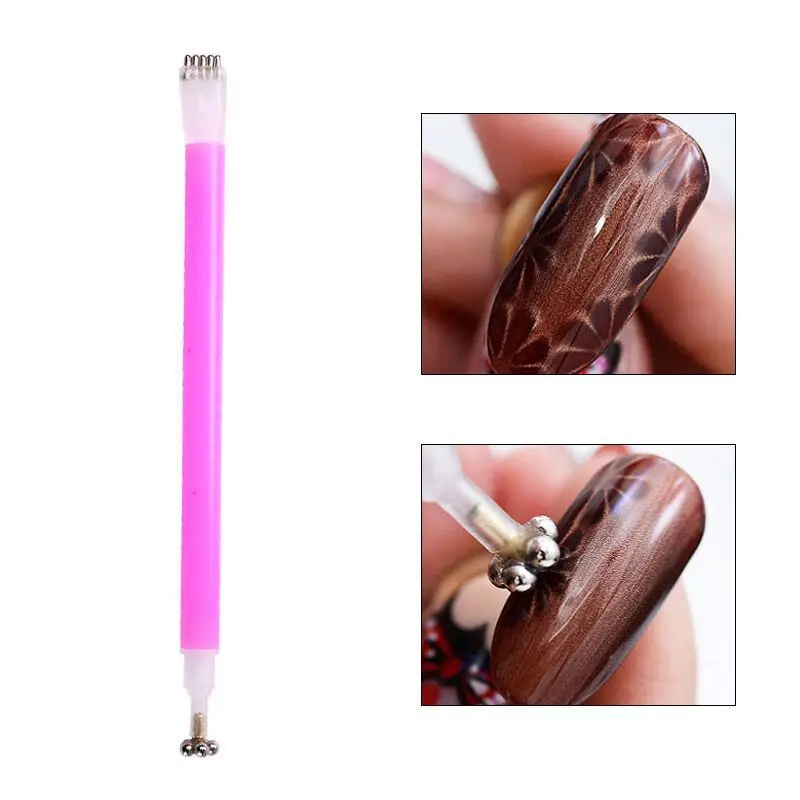 Nail Tools Double Headed Cat Eye Magnet Pen Crystal Cat Eye Plum Blossom Imprint Styling Magnetic Magic Pen