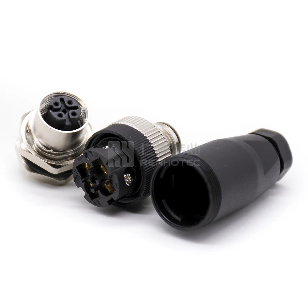 M12 Male Plug D Code Straight Plastic Connector Shell Connector 4pin IP55