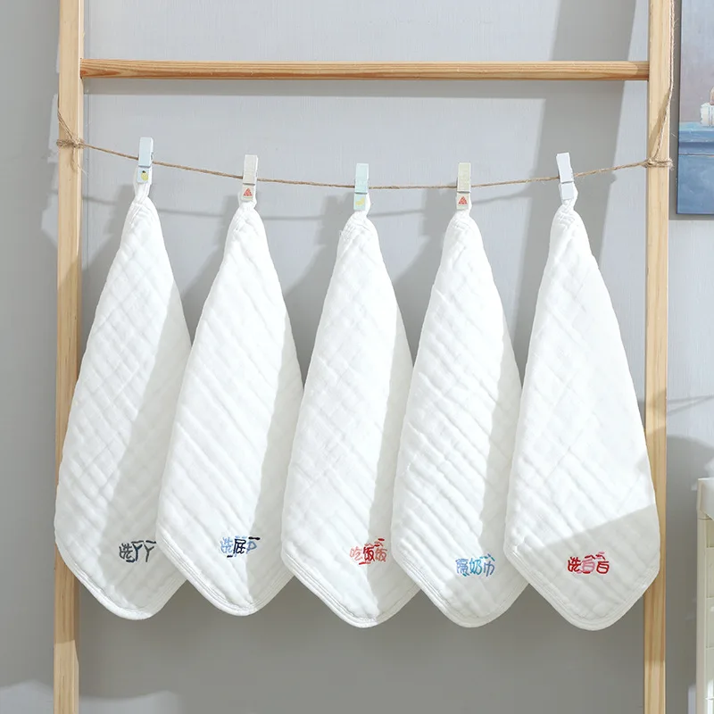 Muslin cotton towels with lovely embroidery for baby,soft and comfortable towels for girls and boys