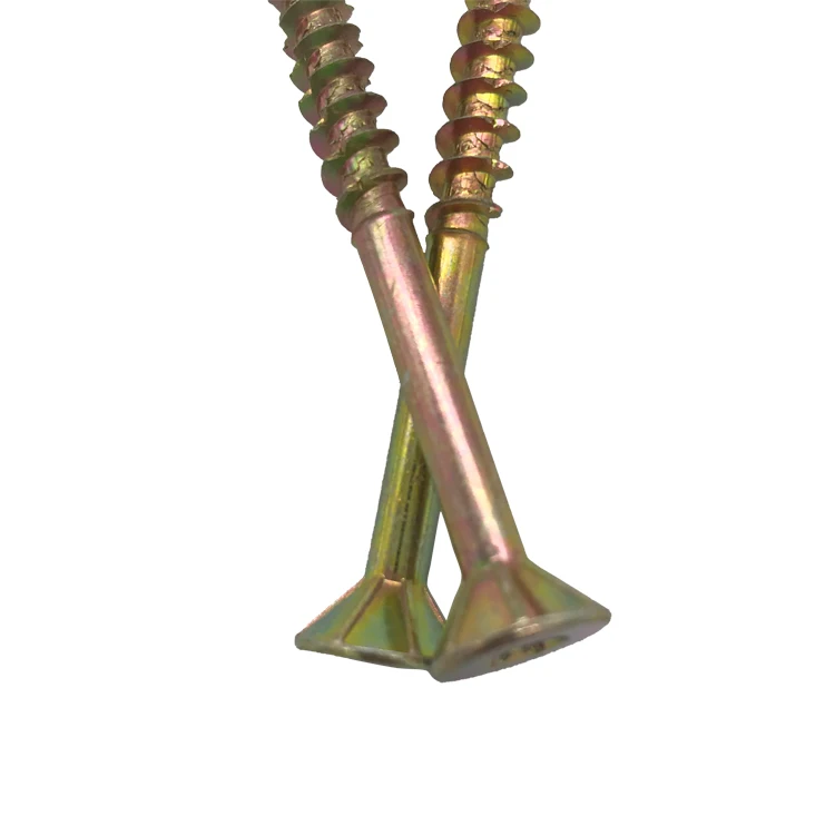 Timber Screw, Countersunk Head, Type 17, Zinc Yellow, 10B21 material, heat treated