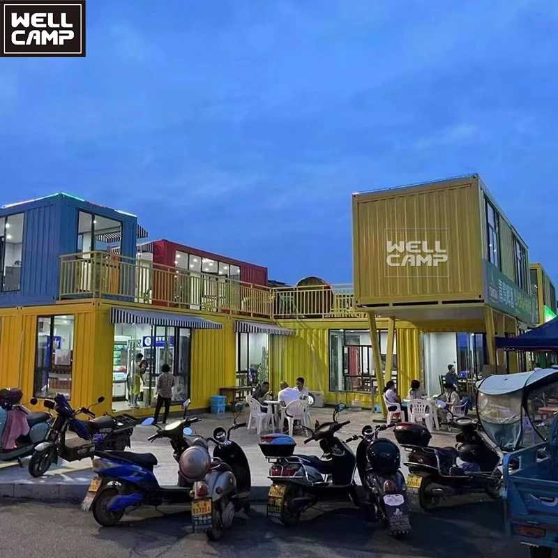 Factory direct supply flat pack prefab shop mall Container Homes prefab market store container coffee shop with cheaper Price