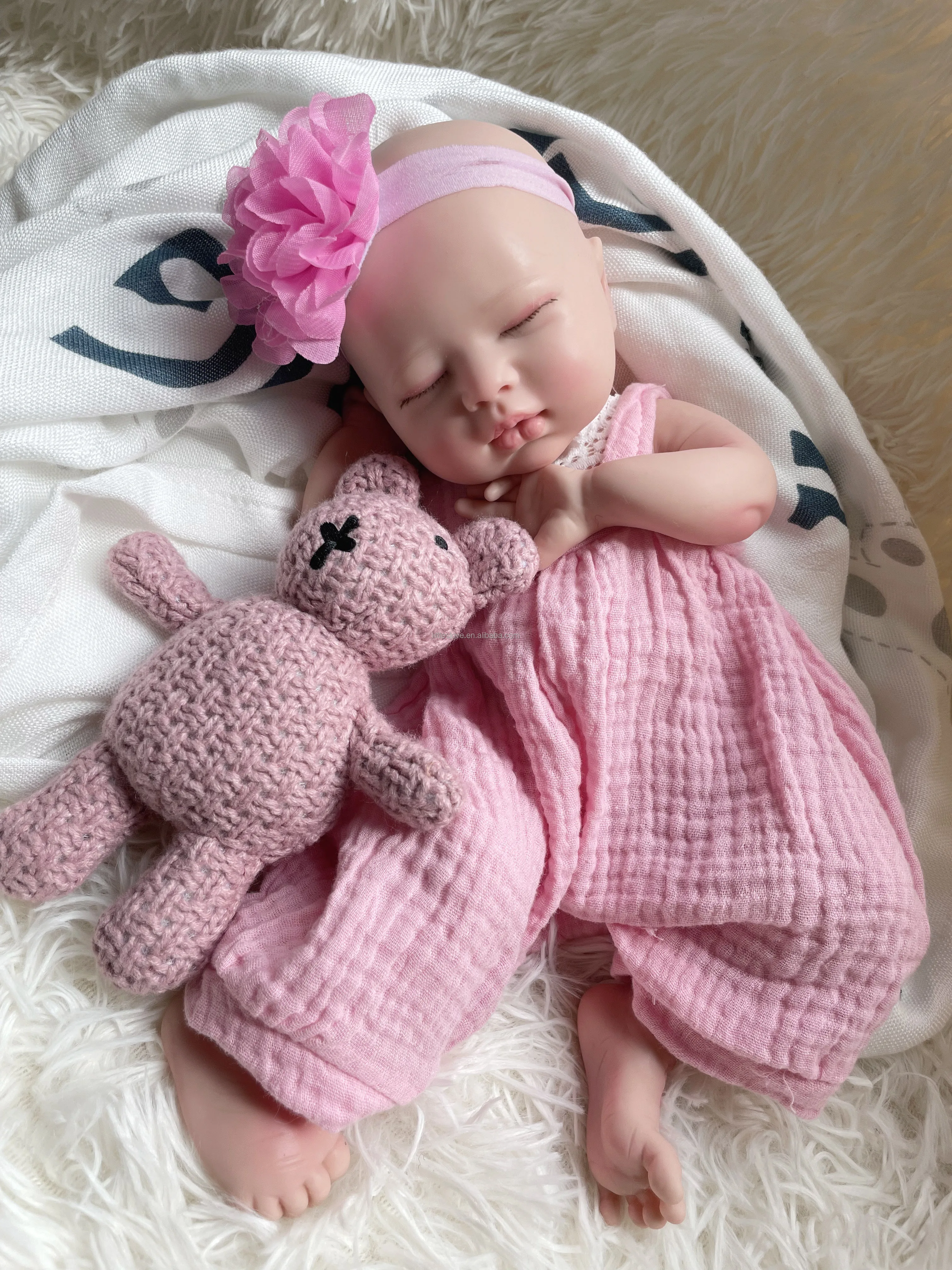 Wholesale 13inch Full Solid Silicone  Reborn Dolls Realistic Alive Reborn Baby Silicone Reborn Doll Realistic