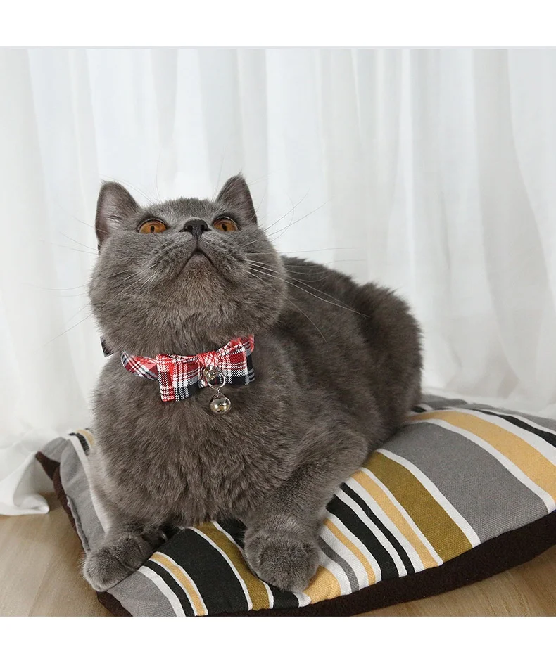 Comfortable Bow Tie Cat Collar Kitten Puppy Decorative Necklace With Bells Freely Adjustable Pet Belt Neck Strap Accessories