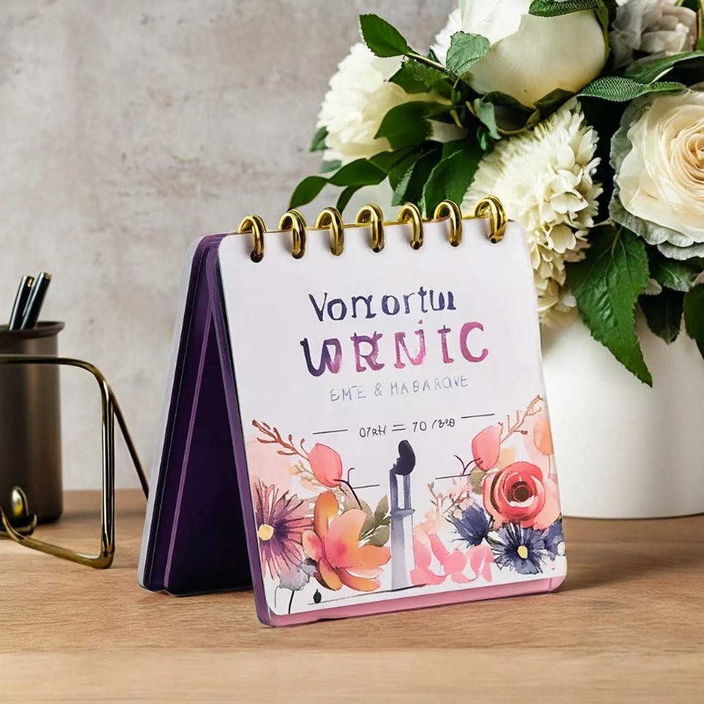 Custom 12 Monthly Planner Wall Printing Home Office Top Slip Spiral custom calender 2025 table calendar with words