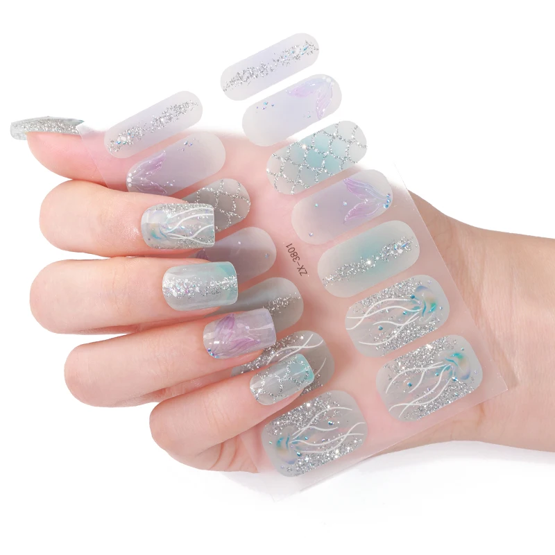 paper nail supplies Romantic crystal jelly Mermaid Fragmented charms Rose Cute animal design nail 2d sticker