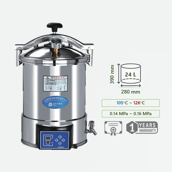 24L Portable Pressure Steam Sterilizer High Pressure High Temperature Steam Retort Autoclave