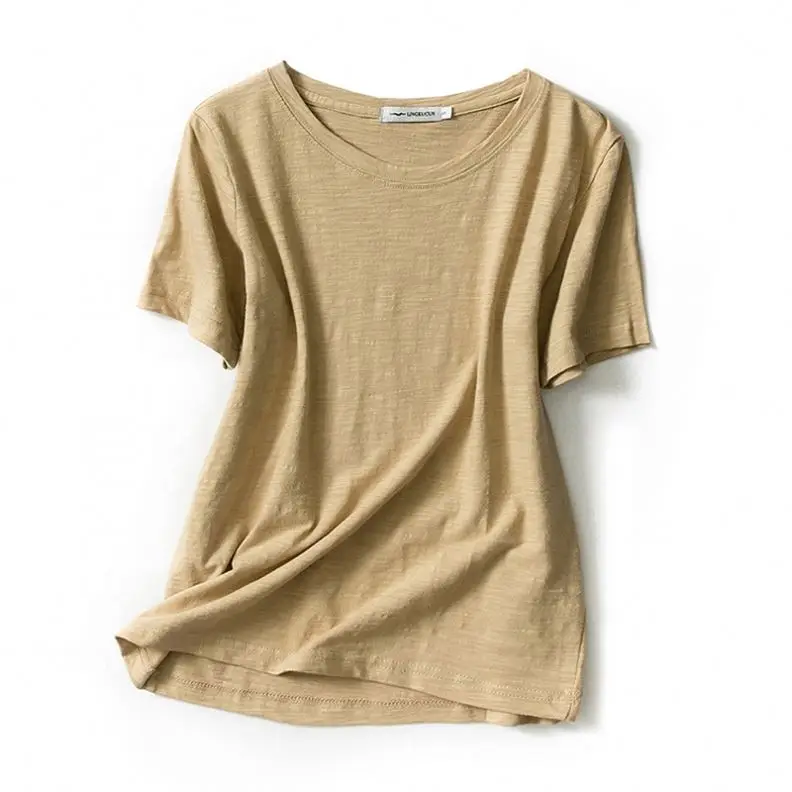 2020 Wholesale Women Clothing Bamboo Cotton Custom Made Women Hemp T Shirts
