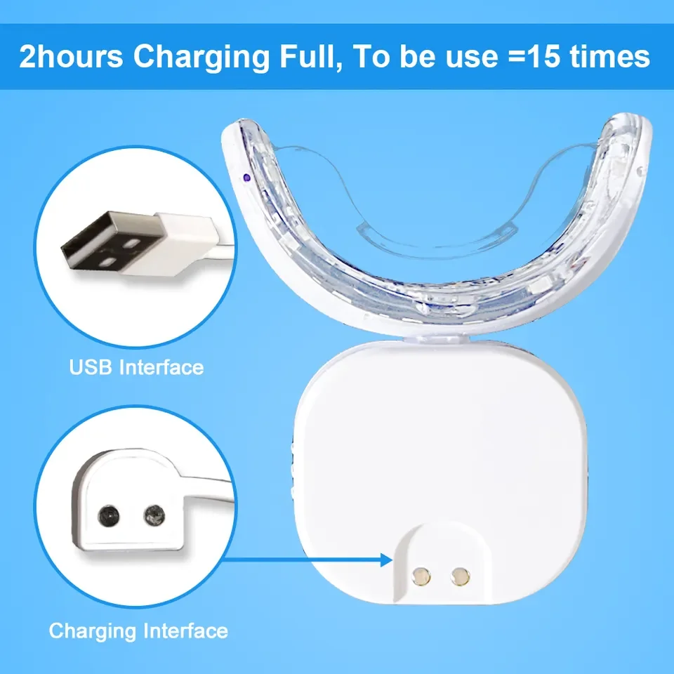 Mini Teeth Whitening LED Light Wireless 15 Mins Effective Bleaching Teeth Whitening Light 32 LED Tooth Whitening Blue Red Light